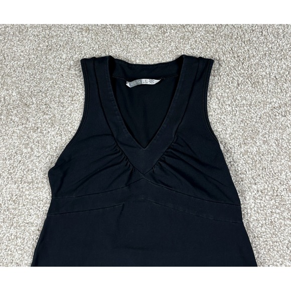 Athleta Senorita Dress Womens Medium Black Sleeveless V Neck Organic Cotton - Picture 2 of 6